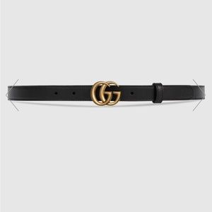 Gucci leather belt with double G buckle